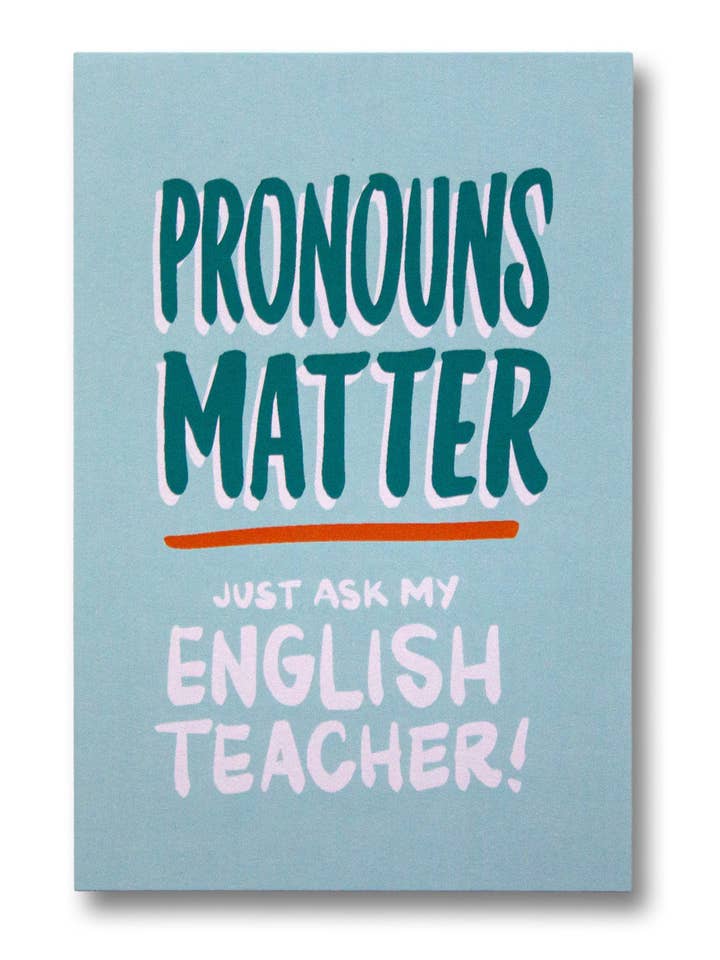 Pronouns Matter Postcard for wholesale by Ladyfingers Letterpress
