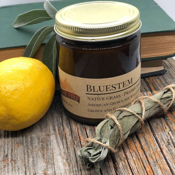 VIAI Beauty - Wholesale Jar/Filled Candle - Bluestem Soy Wax Candle | 9 oz Amber Apothecary Jar1