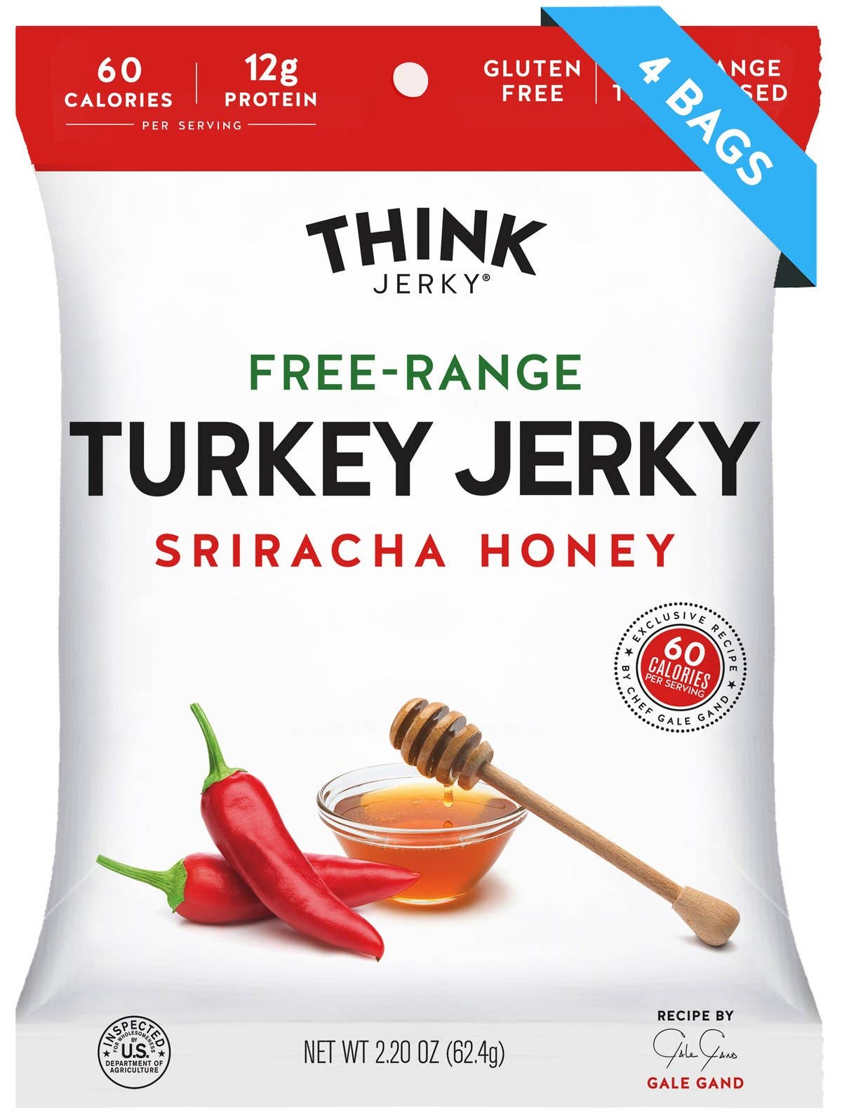 Think Jerky - Wholesale Jerky - Sriracha Honey Free-Range Turkey Jerky, 2.2oz2