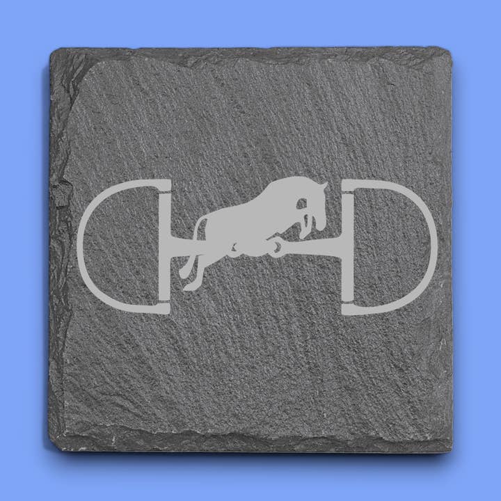 Jumping Horse and Bit Slate Coasters for wholesale by Equine & Design, LLC