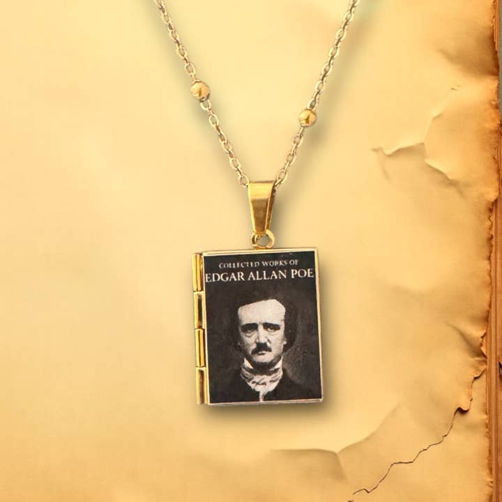 Edgar Allen Poe Gift Necklace for Readers for wholesale by Can'tdles & Co.
