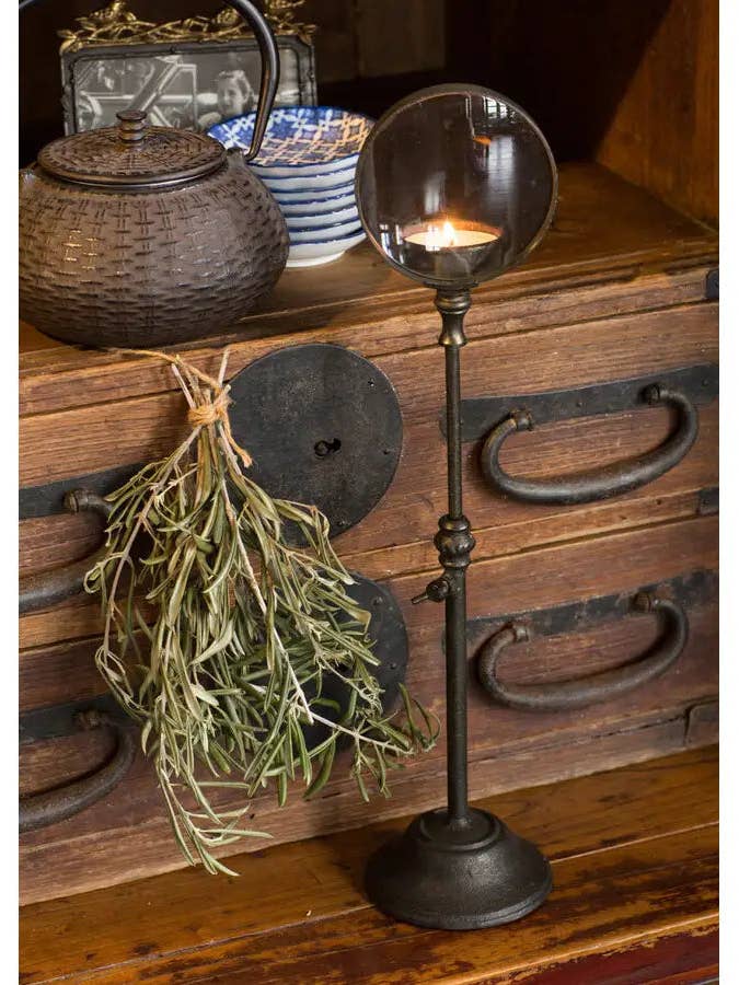 Portacandela in ferro con lente d’ingrandimento per la vendita all'ingrosso da parte di Vagabond Vintage