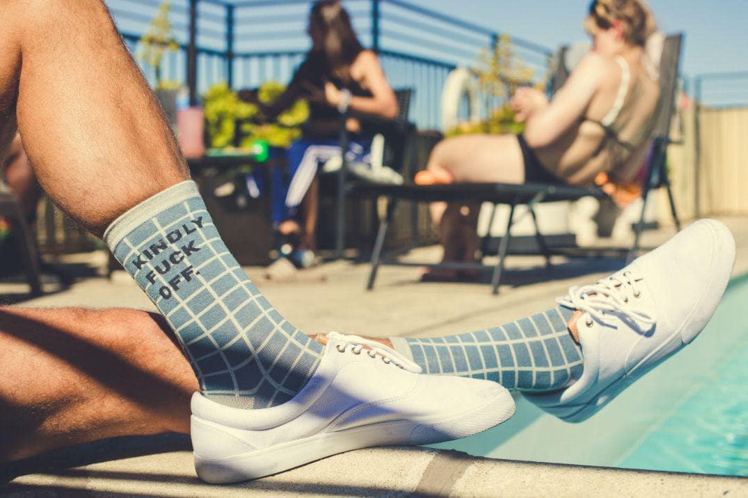 Grey Mens Kindly Fuck Off Socks Sarcastic Offensive Sock for Work for wholesale on Faire4