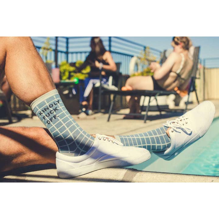Grey Mens Kindly Fuck Off Socks Sarcastic Offensive Sock for Work for wholesale on Faire4
