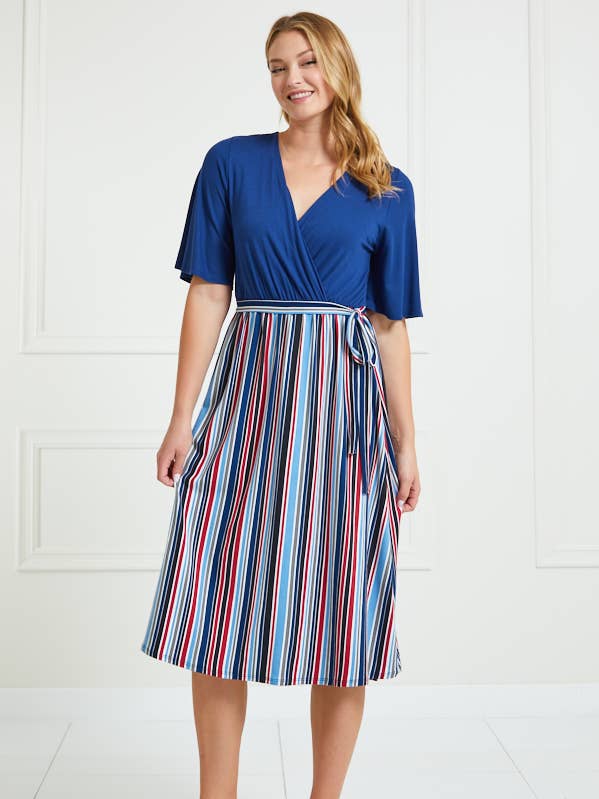 213128D-SP-classic Abito a righe per la vendita all'ingrosso da parte di Chris & Carol Apparel