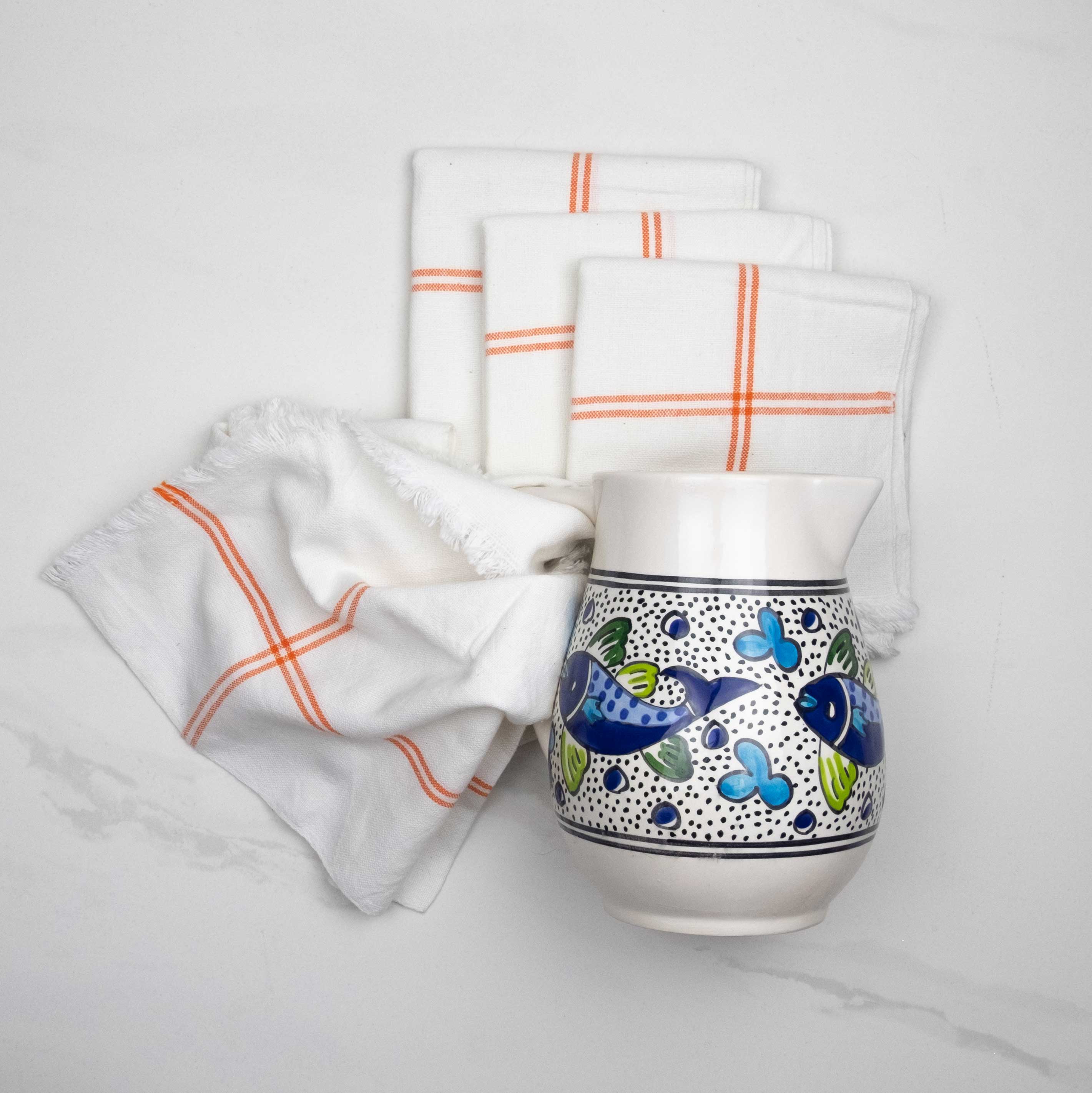 Sobremesa - Wholesale Dinner & Cloth Napkin - Orange Classic Stripe Oversized Cloth Napkin, Table Linens1