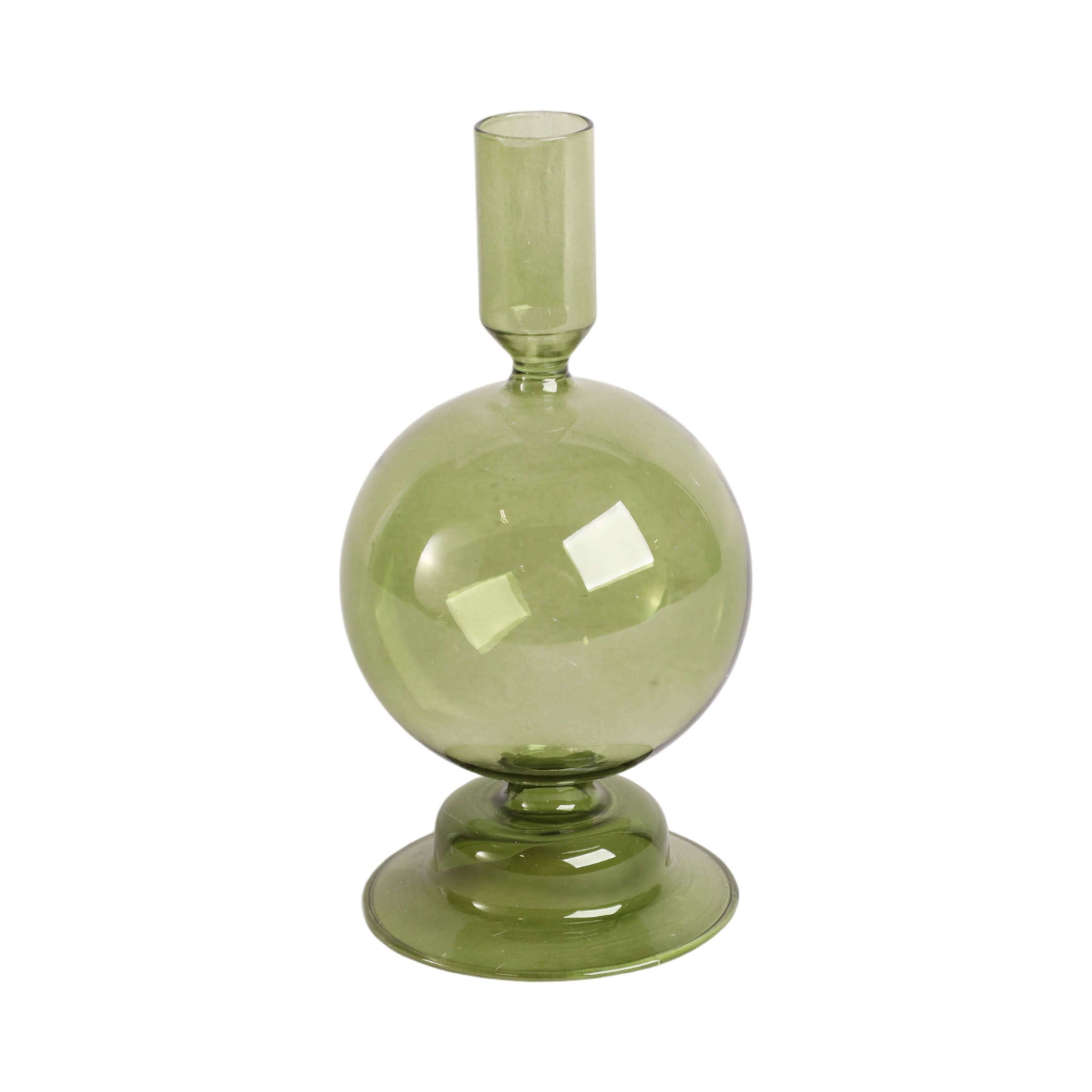 Sagebrook Home - Wholesale Candle Holder - Taper Candle Holder - Olive Glass Bubble, 7 in.5