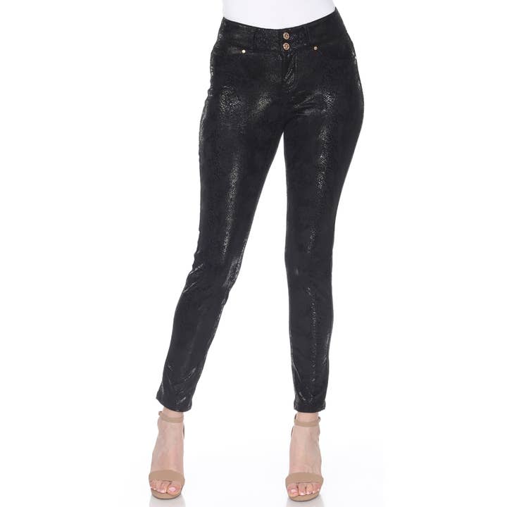 Women's Faux Suede Snake Print Pants for wholesale by WHITE MARK