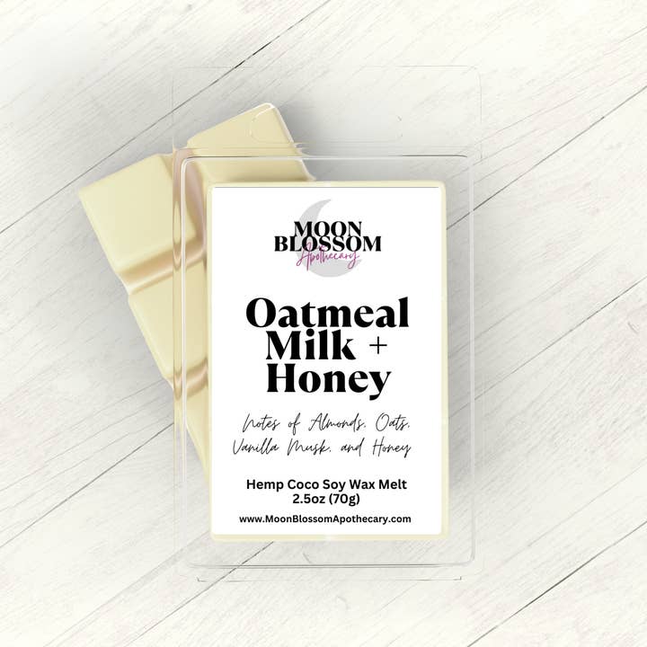 Oatmeal Milk + Honey - 2.5oz Hemp Coco Soy Wax Melt for wholesale by Moon Blossom Apothecary