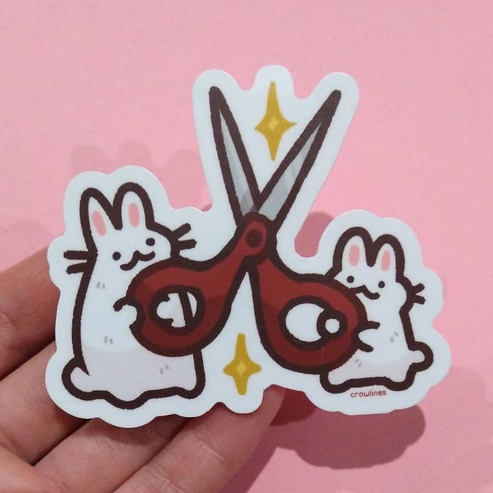 Scissor Bunnies Sticker for wholesale by crowlines