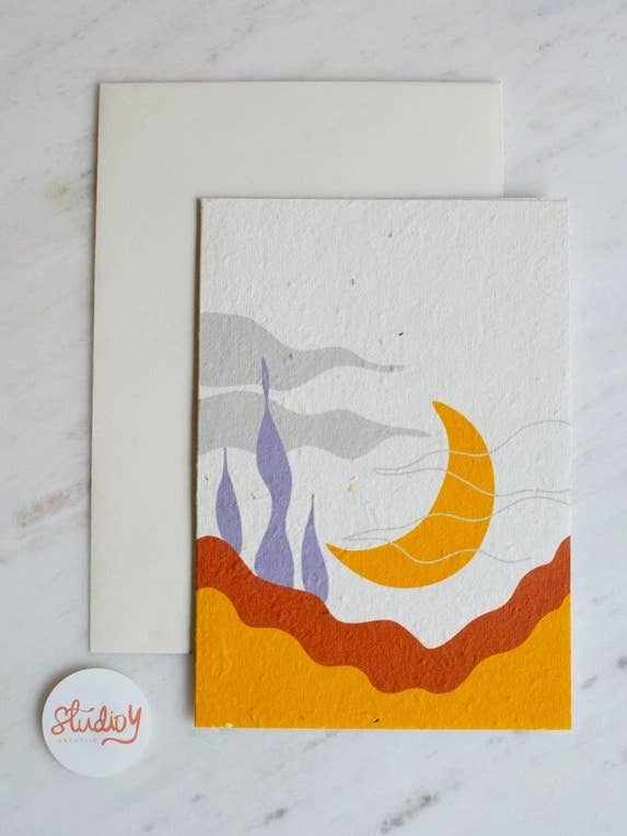 Plantable Moon Greeting Card for wholesale by Studio Y Creative