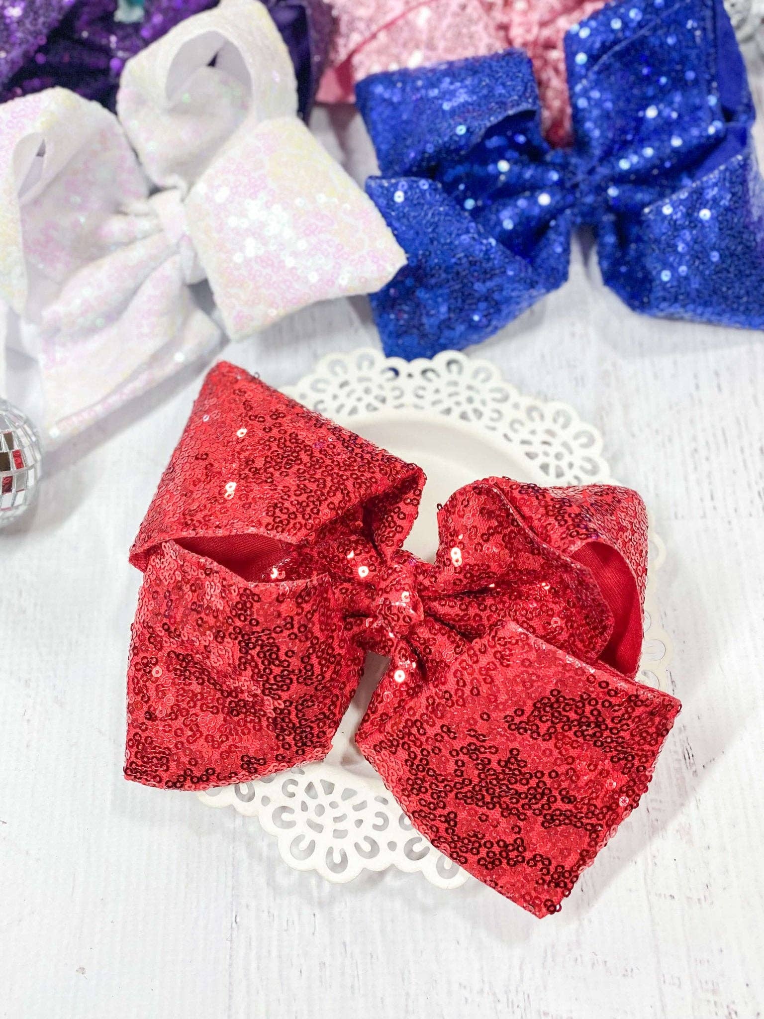 The Hair Bow Company - Wholesale Hair Bow - Kids - Sequin Texas Size Hair Bows - Alligator Clip - 6.5"1