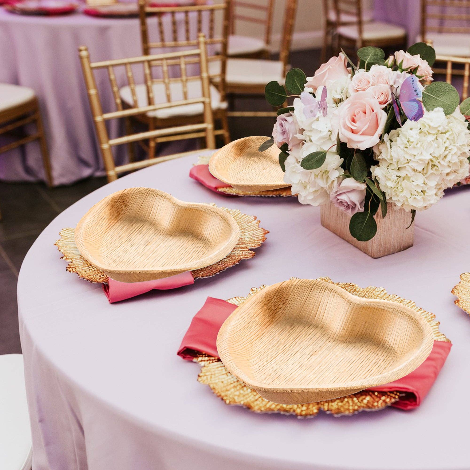 Smarty had a Party - Wholesale Salad Plate - 6" Heart Natural Palm Leaf Salad Plates - 100 pcs7