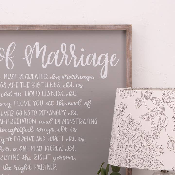 Glory Haus - Wholesale Sign - The Art of Marriage Large Framed Board