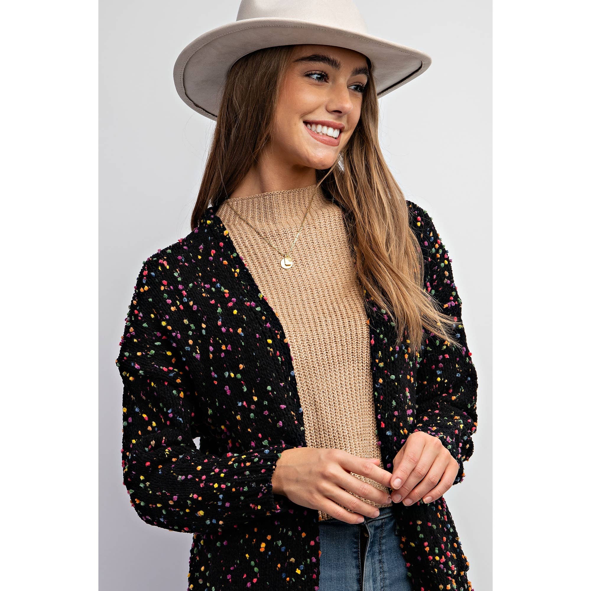 Sweet Generis - Wholesale Cardigan - Women's -  CARDIGAN W RAINBOW POPCORN SPECKLES5