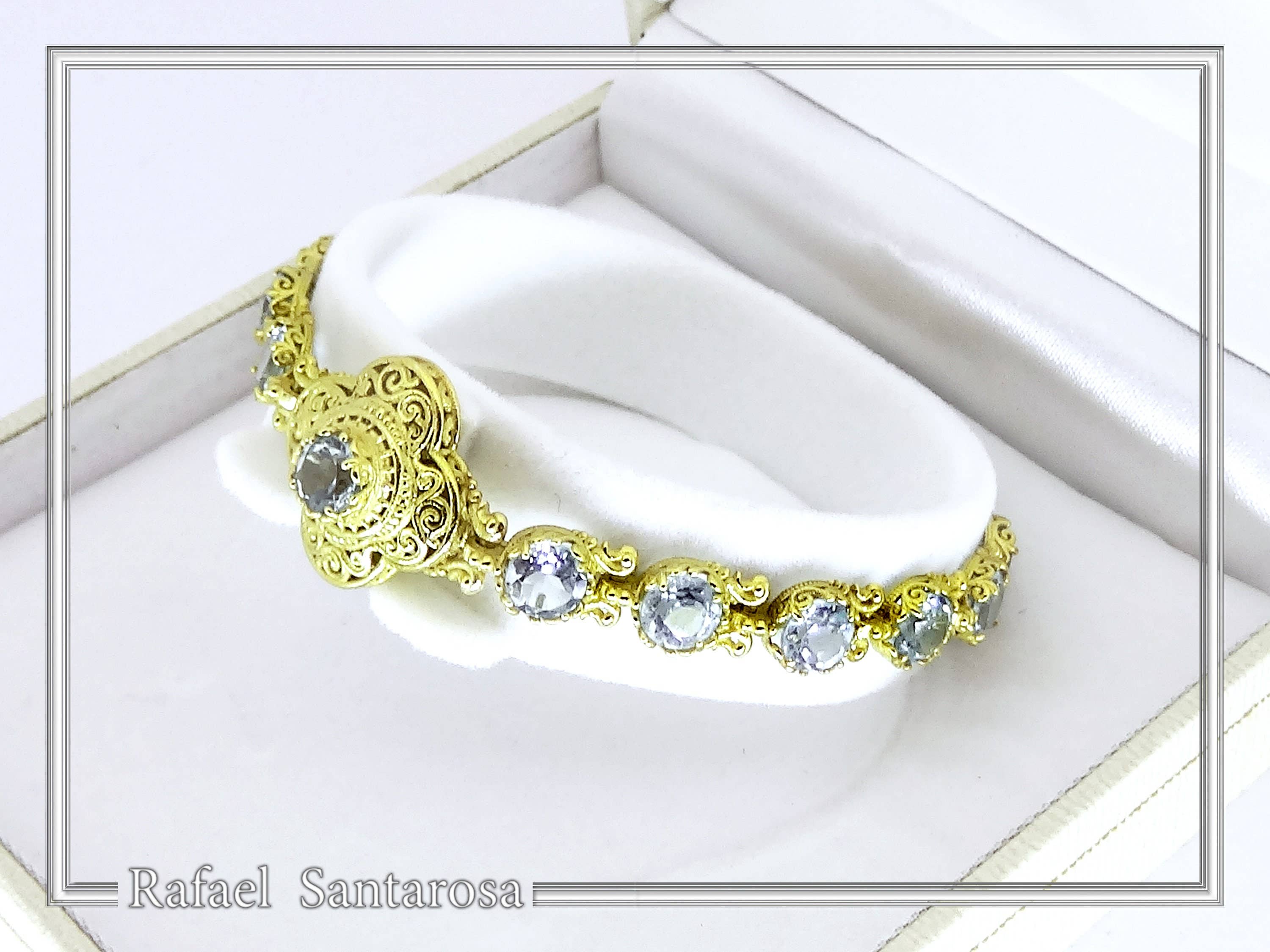 RAFAEL SANTAROSA - Vente Bracelet tennis - Bracelet en fines pierres multiples filigrane byzantin9