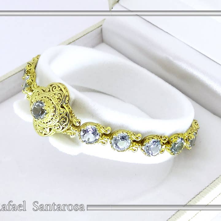 RAFAEL SANTAROSA - Vente Bracelet tennis - Bracelet en fines pierres multiples filigrane byzantin9