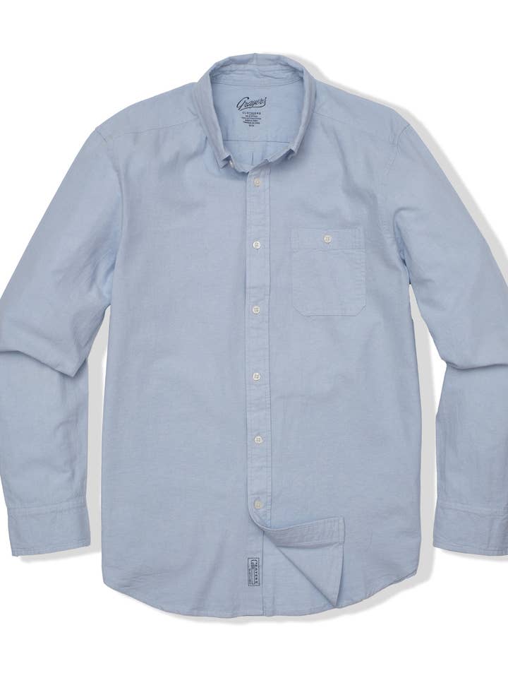 Camicia Leggera in Chambray Tinta Unita - Azzurro Cielo per la vendita all'ingrosso da parte di Grayers