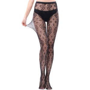 Leg Avenue Leopard Lace Footless Crotchless Tights Animal Print Fishnet  Stockings For Women
