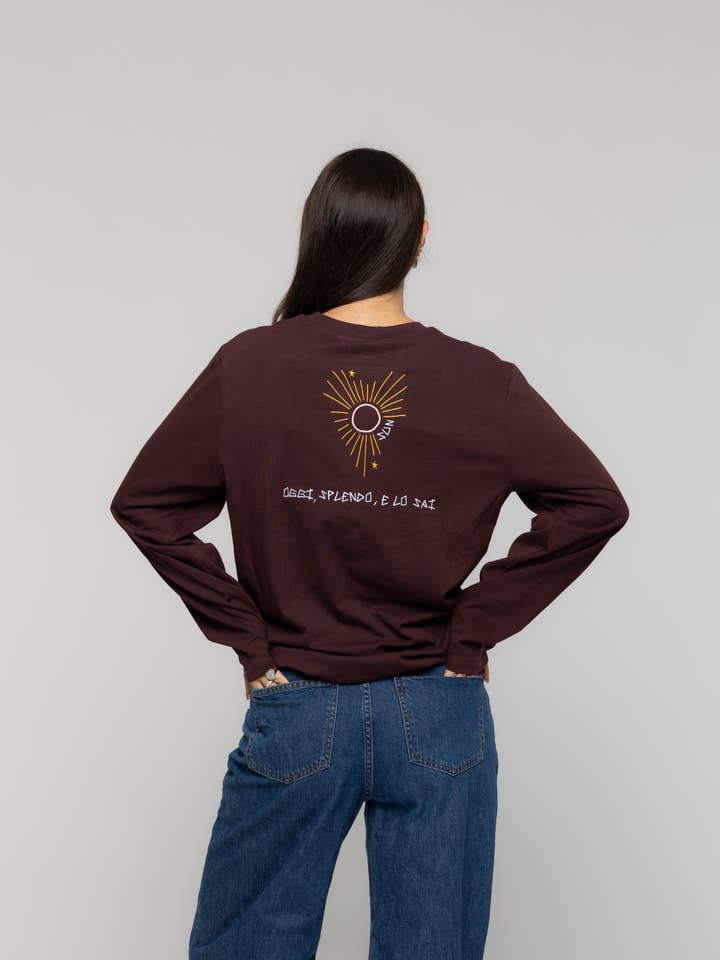 Giorgia Fratta – wholesale Sweatshirt – Women's – Long Sleeve Red Brown Embroidered Made in Italy