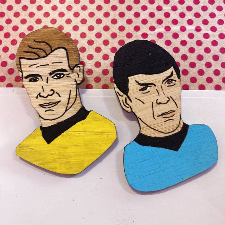Brooch: Captain Kirk or Spock for wholesale by Milk Thieves