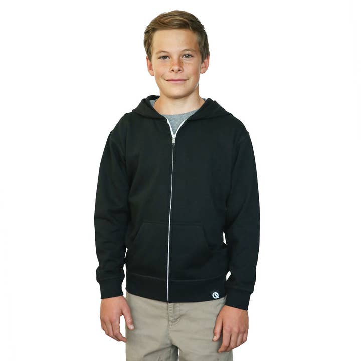Black Kids' Hero Hoodie Lite for wholesale by Quikflip Apparel