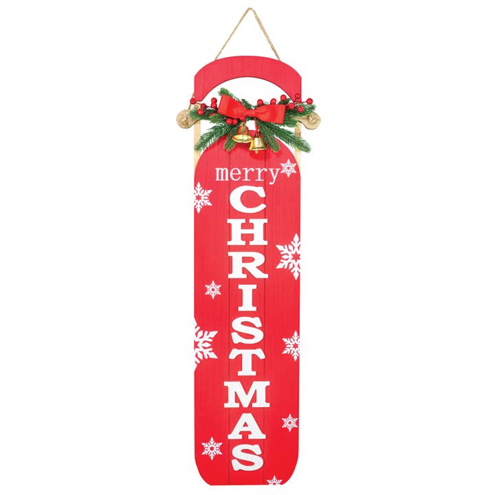 Merry Christmas Sled Wall Hanger for wholesale by Hanna's Handiworks