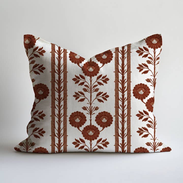 100% linnedug stribet blomster murstensrød pude-/pudebetræk for engroshandel hos NorraVilla