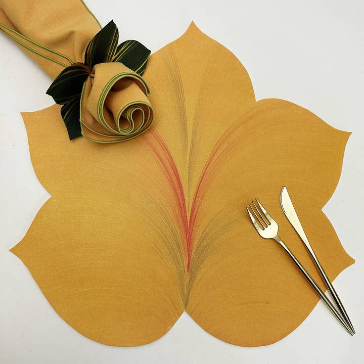 5 Point Fountain Leaf Placemat - Gold for wholesale by Carole Shiber Designs