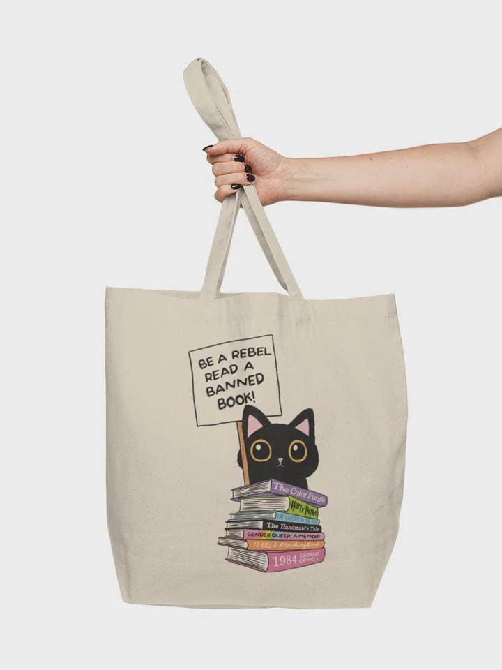 Be A Rebel Read A Banned Book Tote Bag, Read Banned Books, Fund School Libraries, Libraries Matter, Library Tote, Literacy Matters for wholesale by Cedar and Saltwater Co