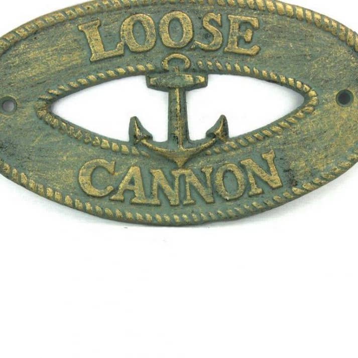 Hampton Nautical – Engroshandel Skilt – Antik Bronze støbejern løs kanon med anker tegn 8"
