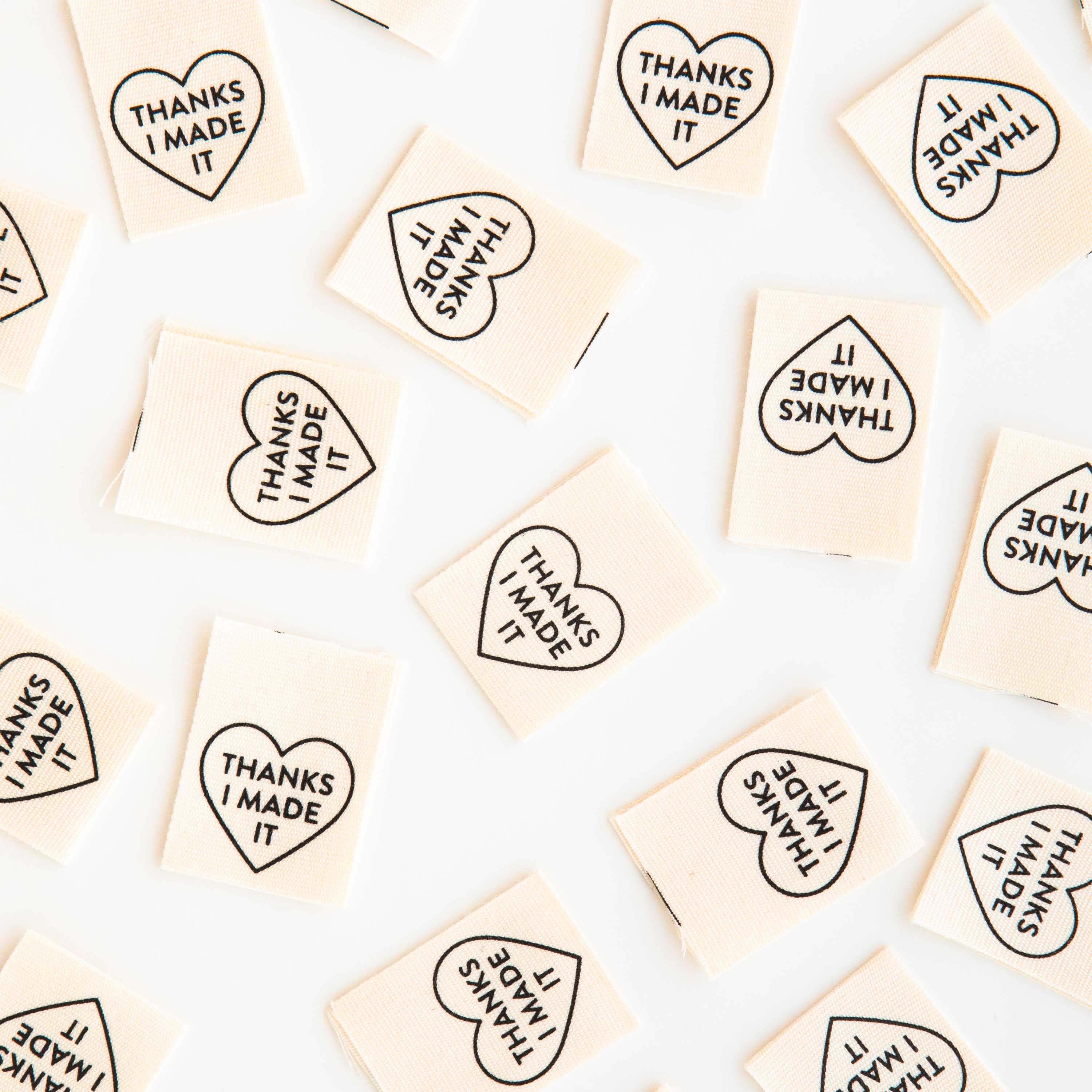 Sarah Hearts - Wholesale Craft Supplies - Thanks I Made It Heart Organic Cotton - Sewing Quilt and Garment  Labels2