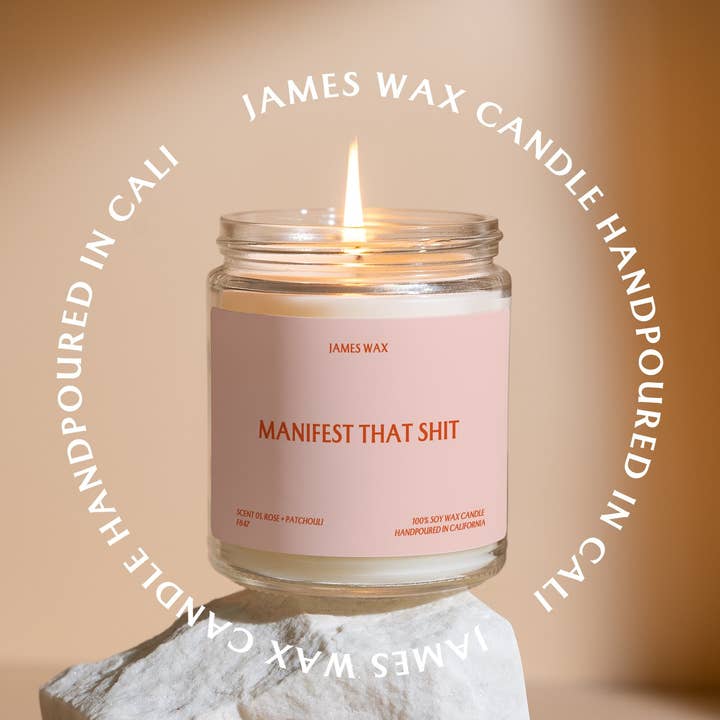 James Wax - Wholesale Jar/Filled Candle - Manifestation Gift Manifest That Shit Candle For Manifesting Goals Positivity Gift F847