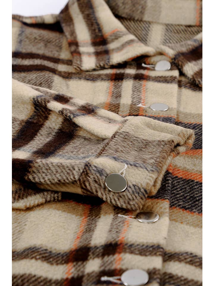 PRETTY BASH - Wholesale Shirt Jacket/Shacket - Women's - Plaid Pocketed Button Front Shacket14