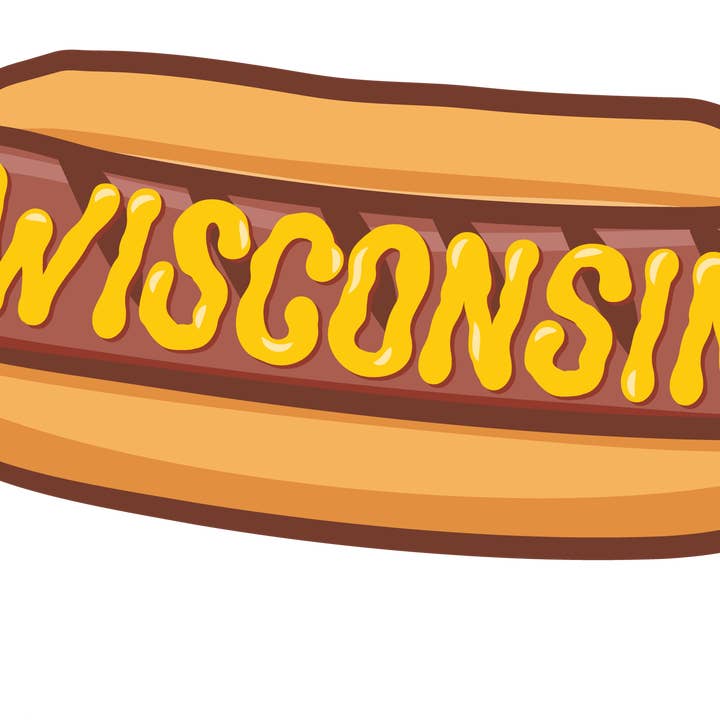 Flags Over Wisconsin - Wholesale Phone & Laptop Stickers - Wisconsin Mustard Brat Vinyl Sticker