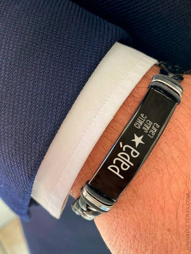 Formentera braided leather dad bracelet with text. for wholesale by Happypulseras