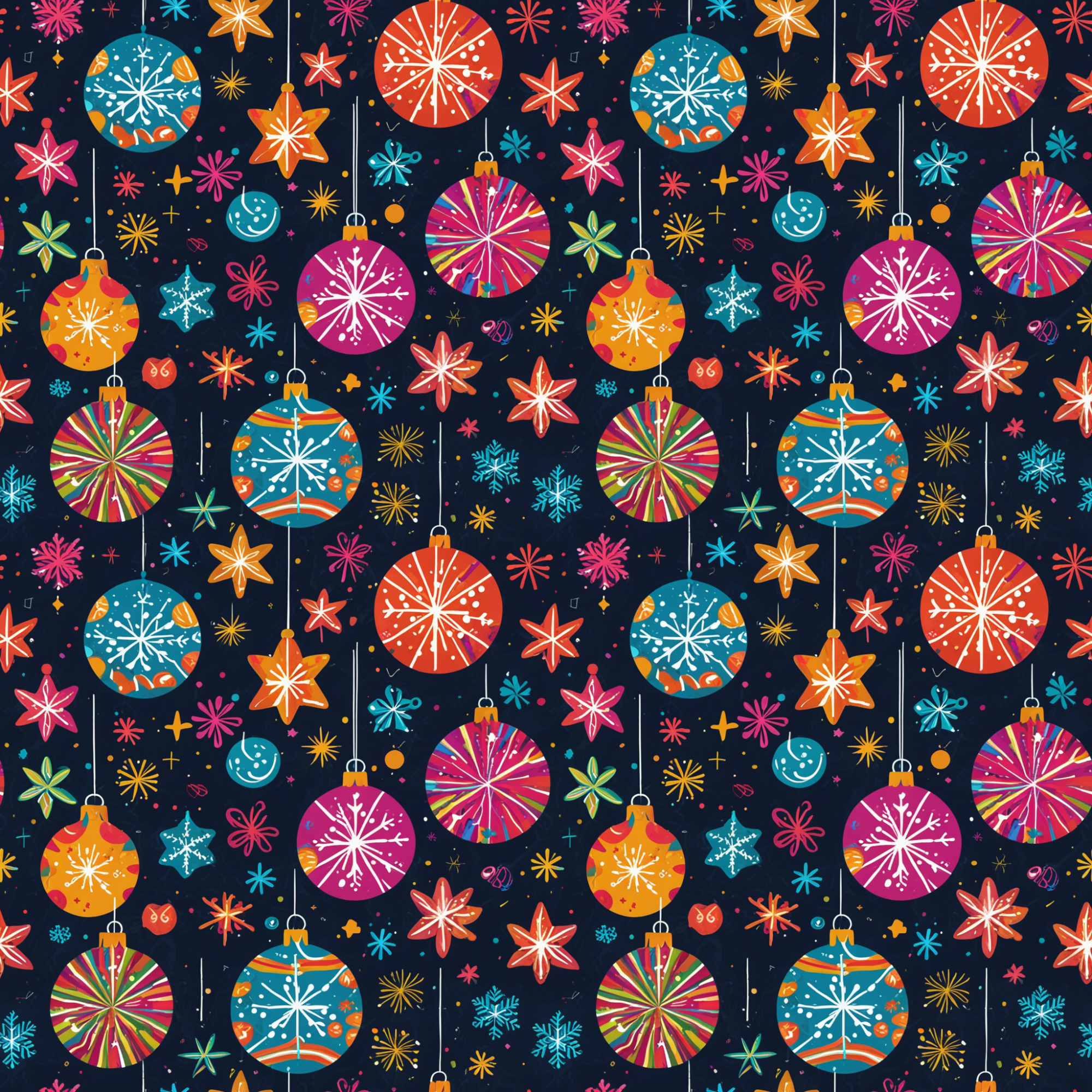 Lokipawz - Wholesale Flat Wrap - Bauble Blitz – Neon Ornament Holiday Wrapping Paper6