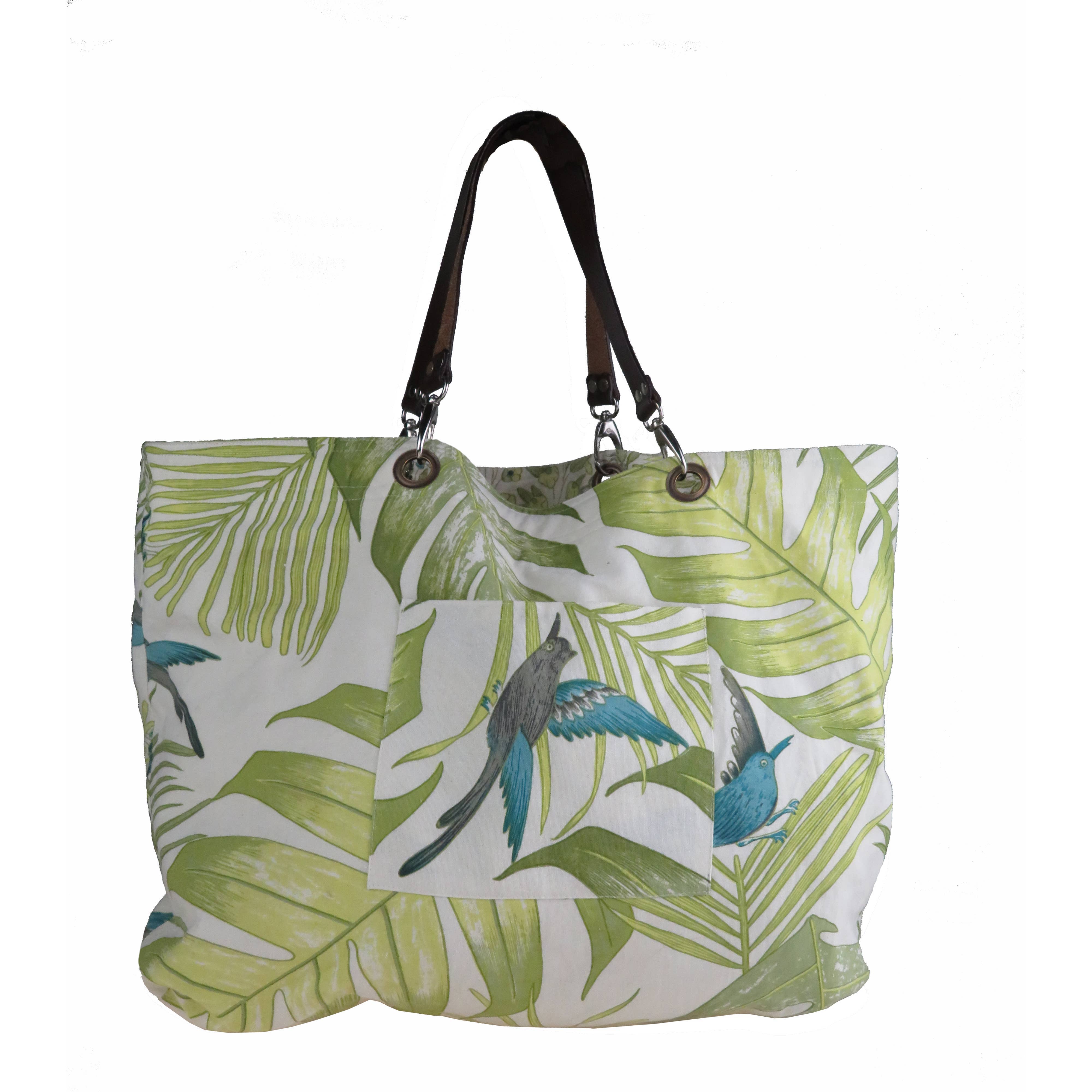 Epigram - Wholesale Draagtas - Dames - Grote groene „Pastoral” canvas tas3