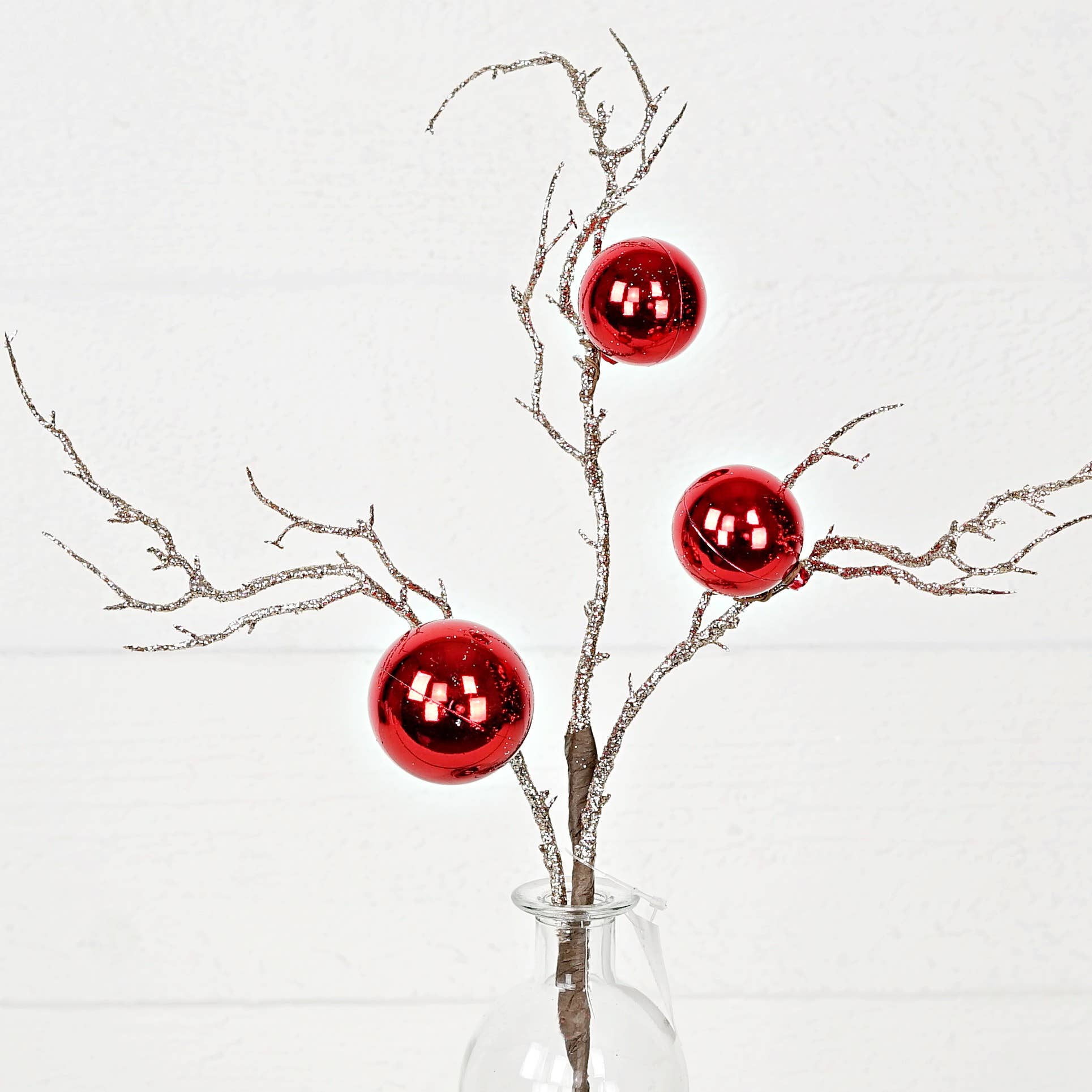 Holiday Depot Inc. - Wholesale Christmas Decoration - 29766- 20in Glitter Twig Pick with Balls-Red-6