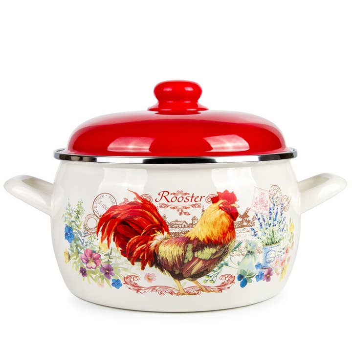 MET-ROT Rooster High End Enameled 7.9qt. Pot w/ Lid for wholesale by STP