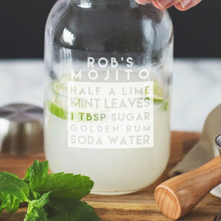 Personalised Recipe Cocktail Shaker Set for wholesale by Becky Broome