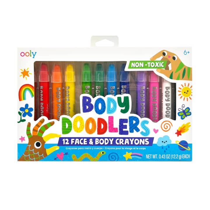 Body Doodlers: Face & Body Crayons (Set of 12) for wholesale by OOLY
