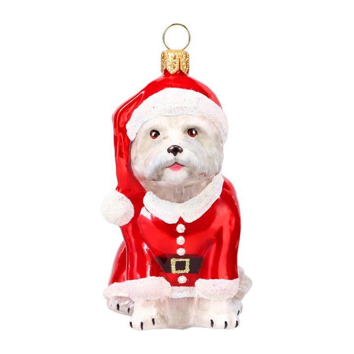 Westie in abito da Babbo Natale per la vendita all'ingrosso da parte di Joy To The World Collectibles