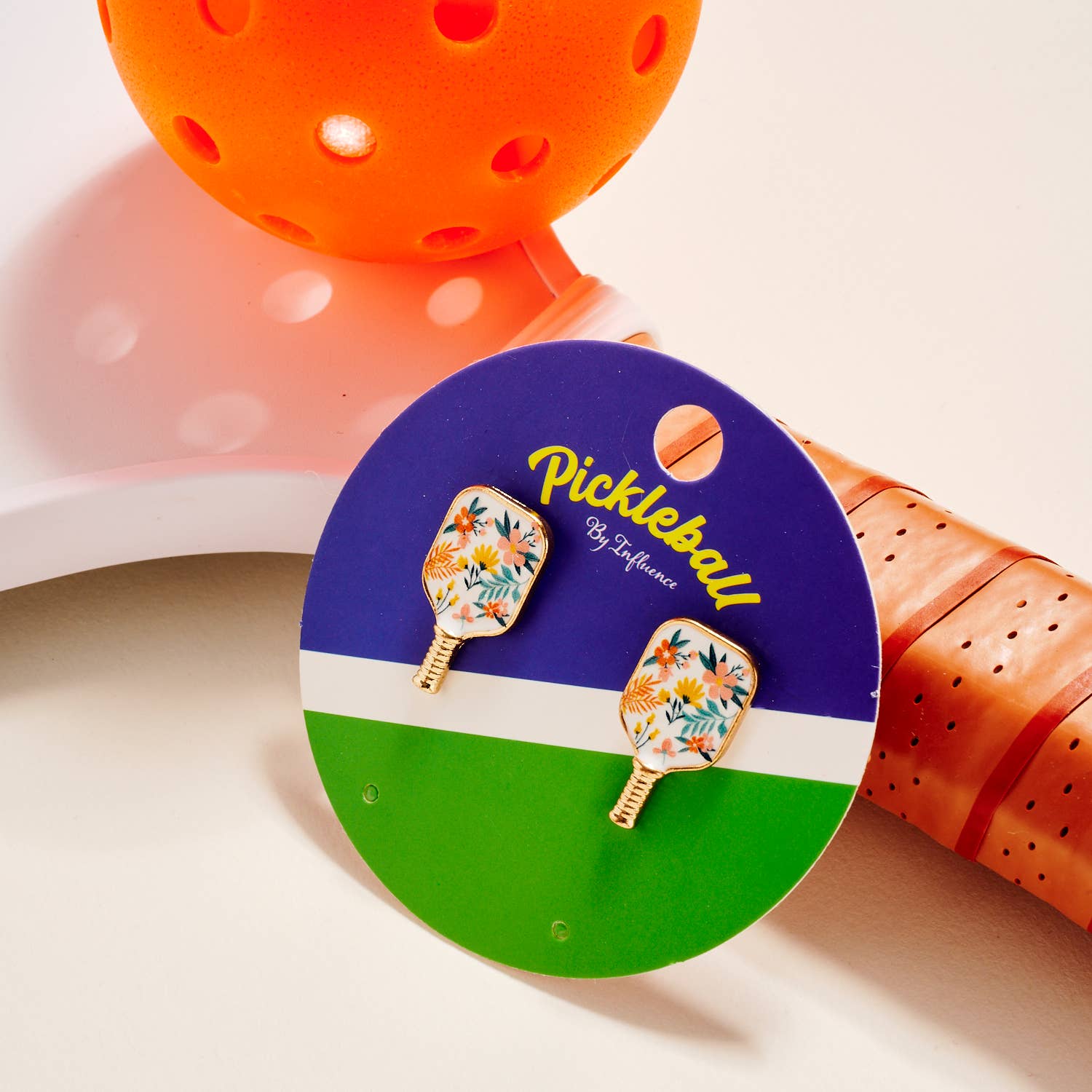 Designature New York – wholesale Solitärörhängen – 1 tums pickleballracket emaljmönster örhängen8