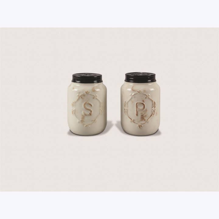 Young's - Wholesale Salt & Pepper Shaker Set - Ceramic Mason Jar S/P set (SKU#: 15657)