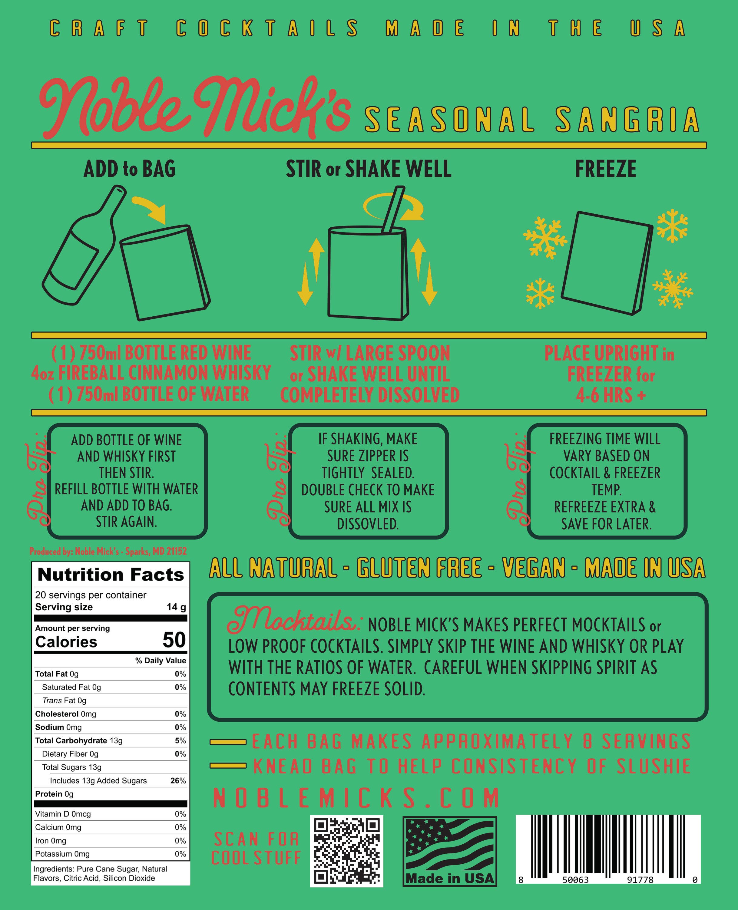 Noble Mick's - Craft Beverage Company - Wholesale Cocktail Mix/Syrup - Seasonal Sangria Frozen Cocktail1