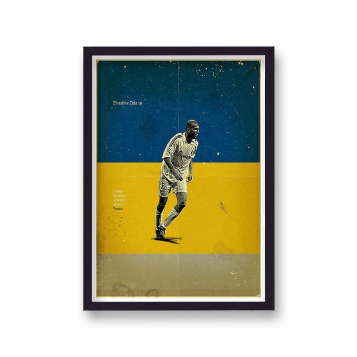 Gallery Print and Art – wholesale Art print – Football Heroes Zinedine Zidane Real Madrid Vintage Print