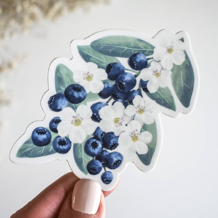 Blueberry Bunches Vinyl Sticker for wholesale by Wild Peonies Studio