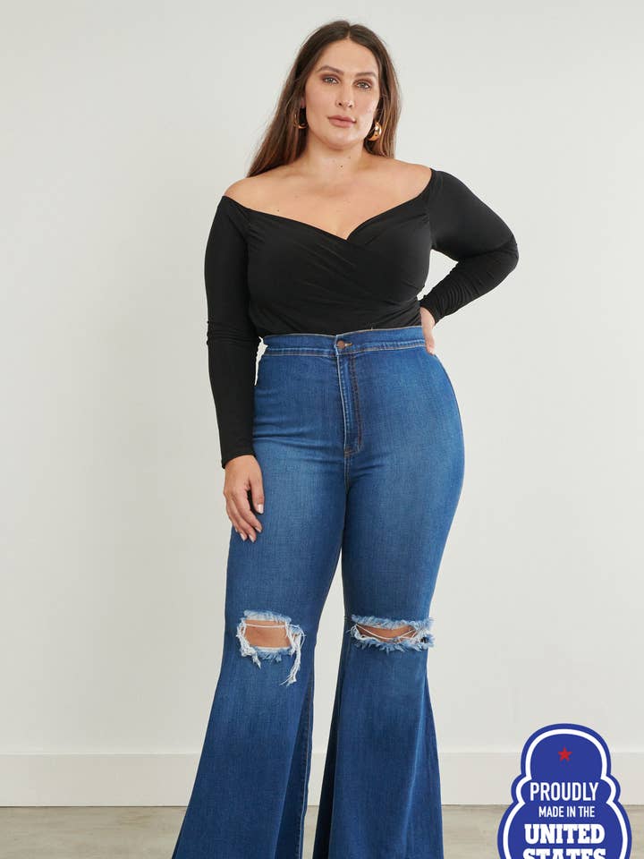 Plus Bella Flare Jeans for wholesale by Vibrant M.i.U
