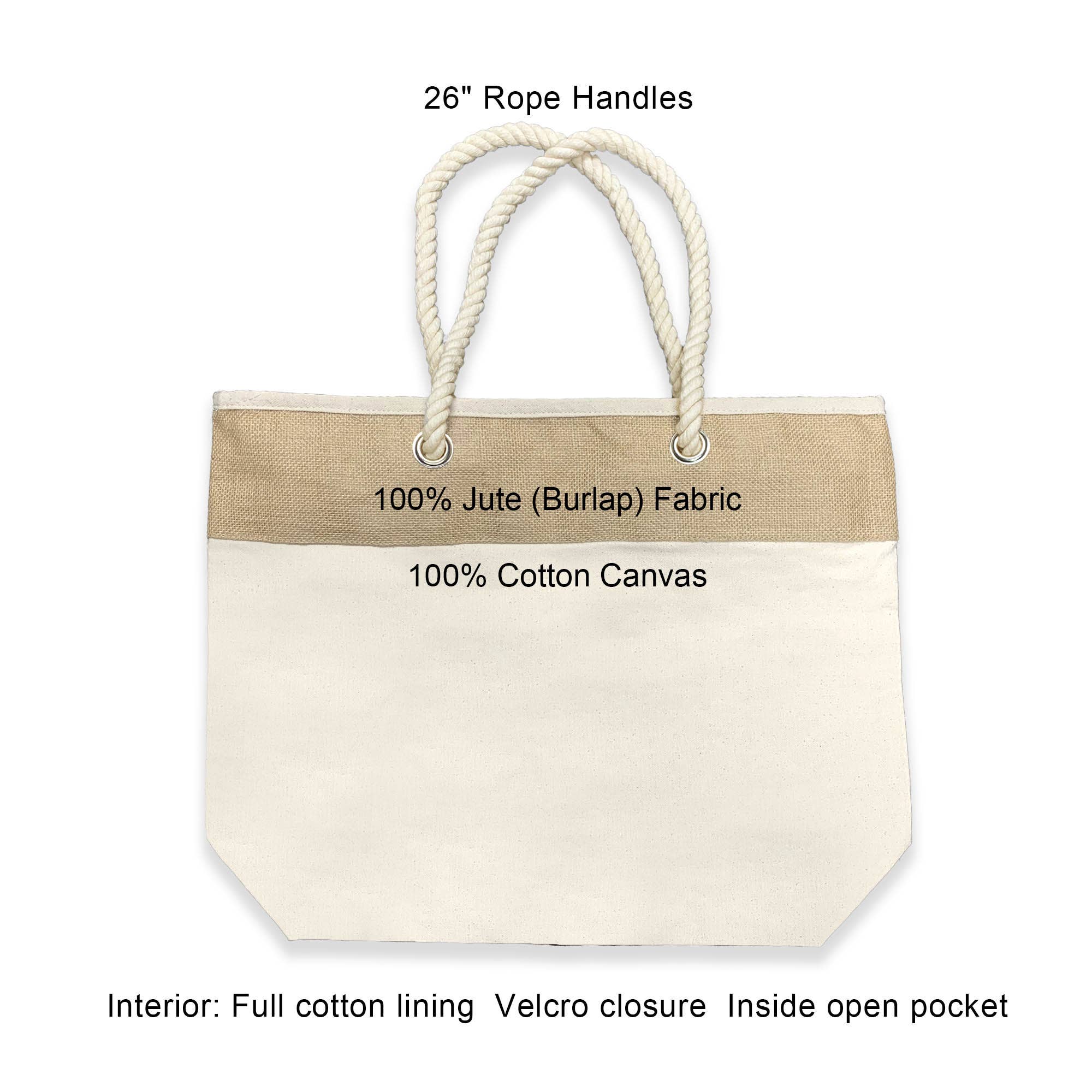 Sockprints - Wholesale Tote Bag - Unisex - Large Beach Tote with Jute Trim - Custom Vibes Design6